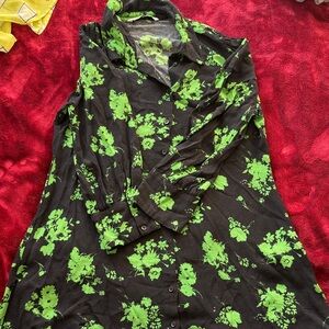 Zara Black and Green Floral Dress